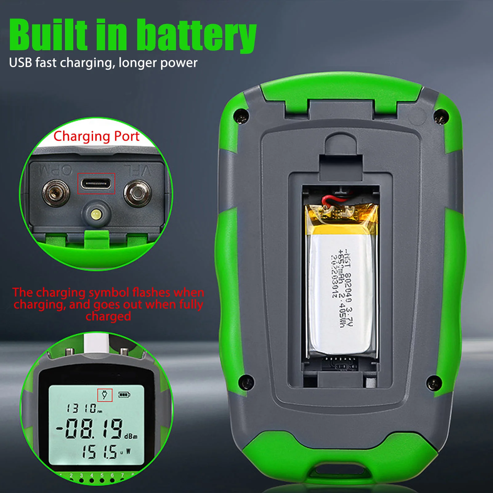 Power Supply Tester - Rotlicht-optischer Kabel-Leistungstester mit USB-Ladekabel, wiederaufladbarer optischer