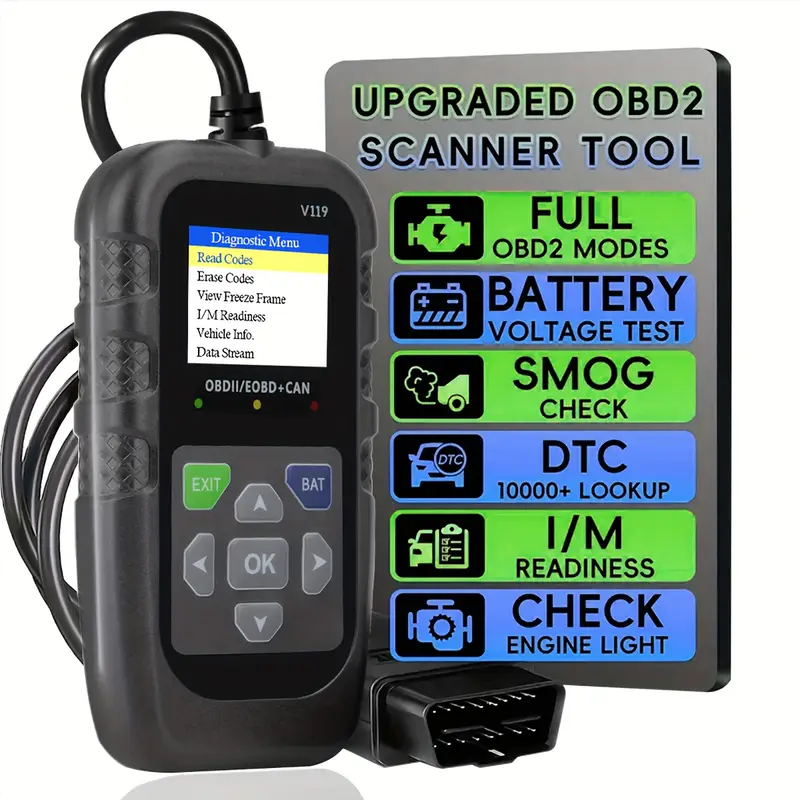 Power Supply Tester - V119 OBD2 Scanner Codeleser USB-betriebenes Auto-Diagnosegerät